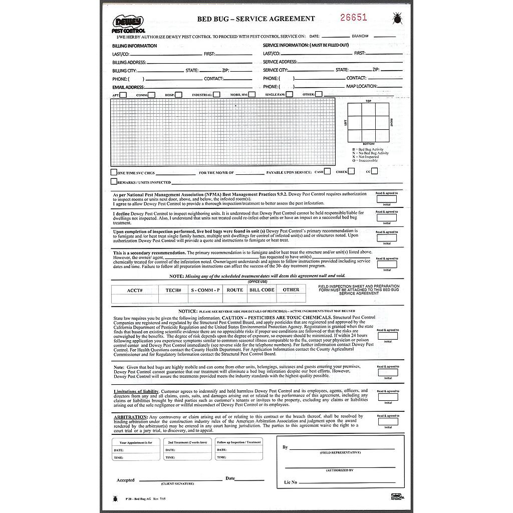 Bed Bug Agreement   P-20.0