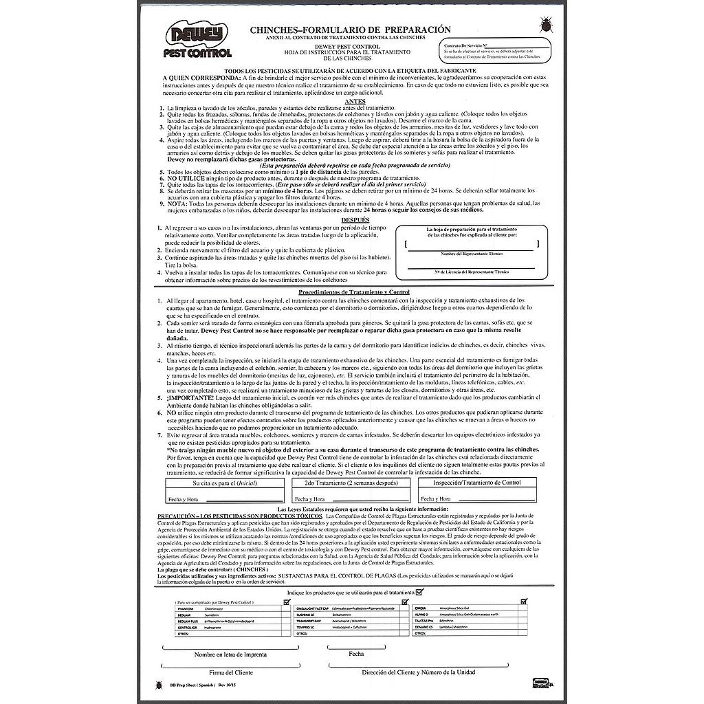 Bed Bug Preparation Sheet (Spanish)       P-20.6