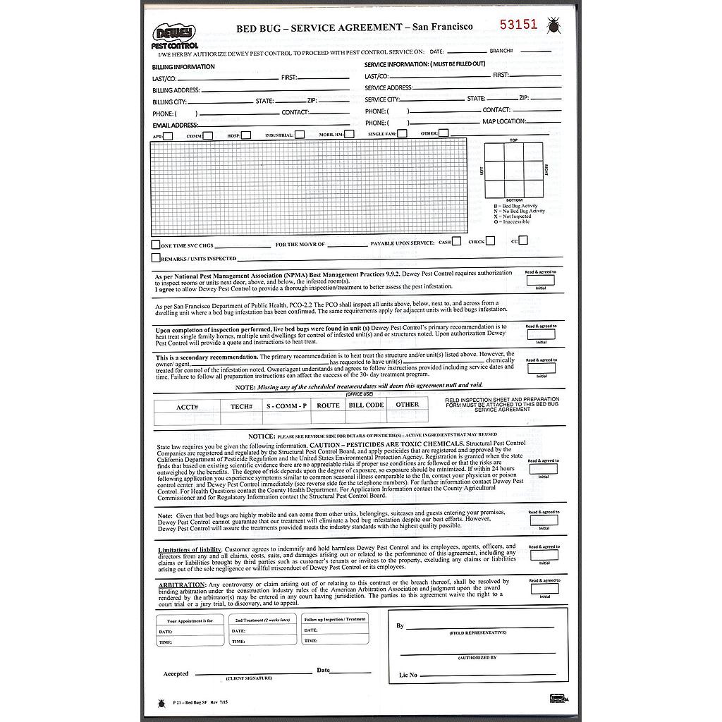 Service Agreement Book (S.F Only)        P-21.0