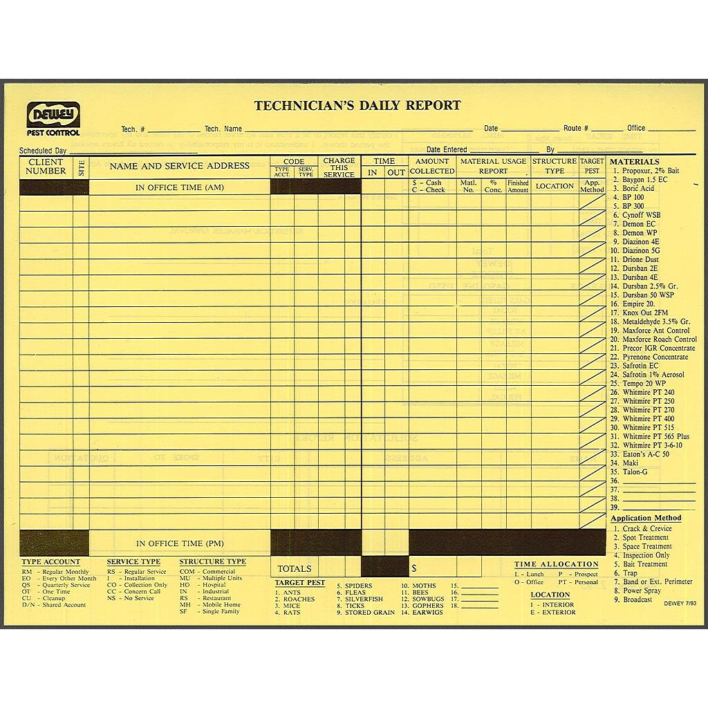 Technicians Daily Report     P-24.0 