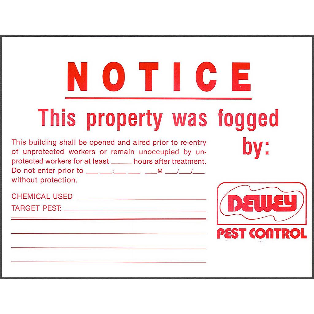 This Property Was Fogged Notice         P-26.1