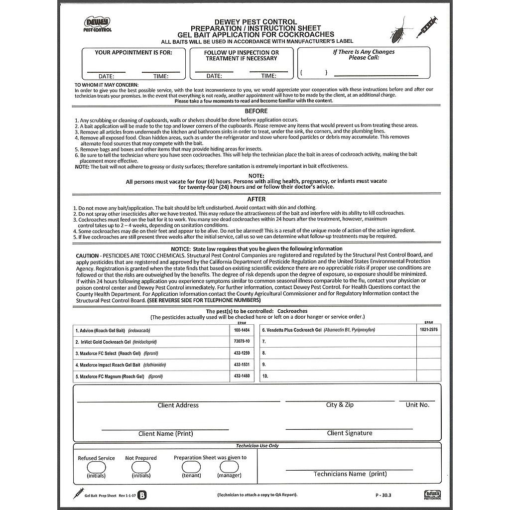 Prep Sheet - Gel Bait   P-30.3