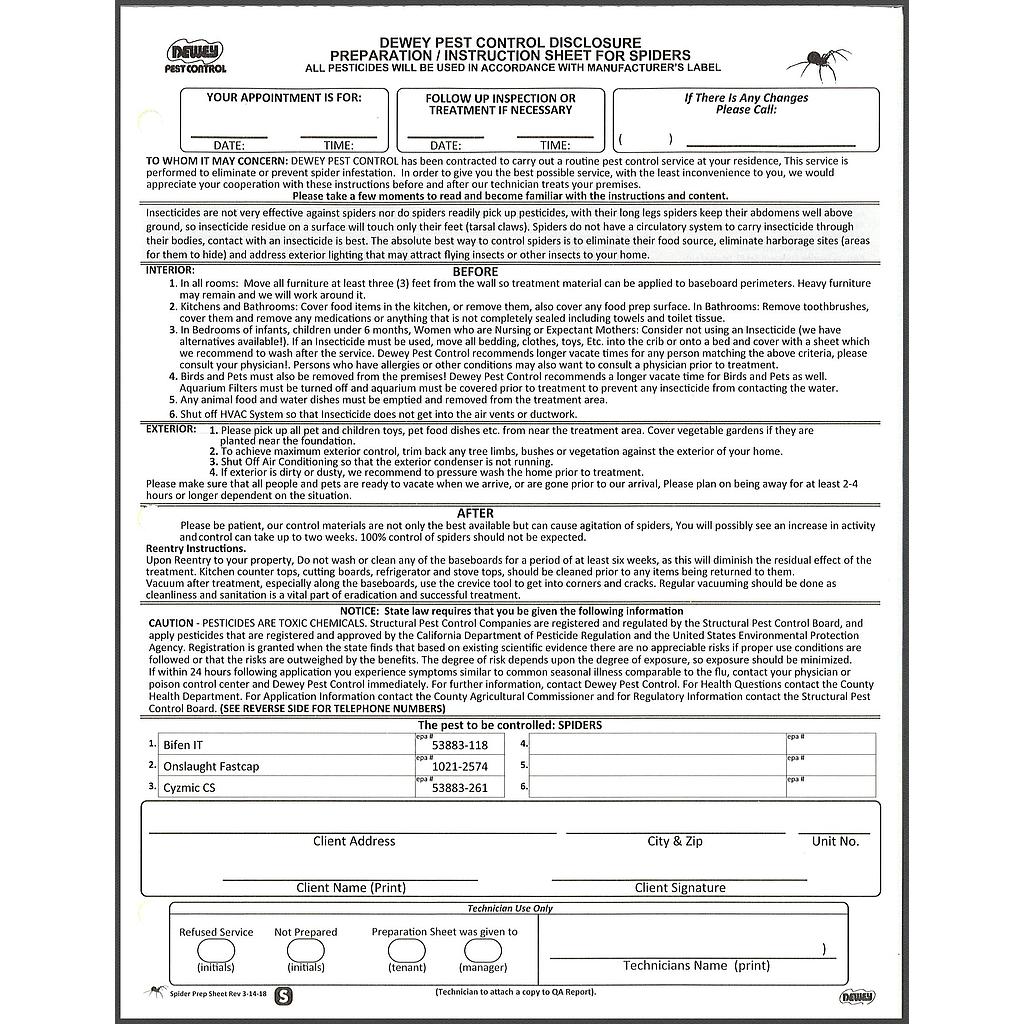 Prep Sheet - Spiders   P-30.5