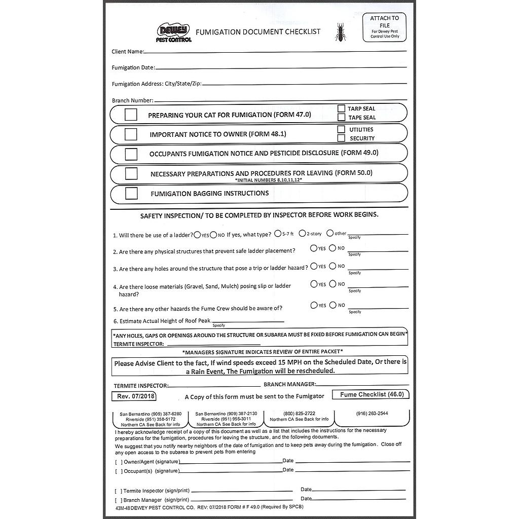 Termite Fumigation Packet     T-25.0  