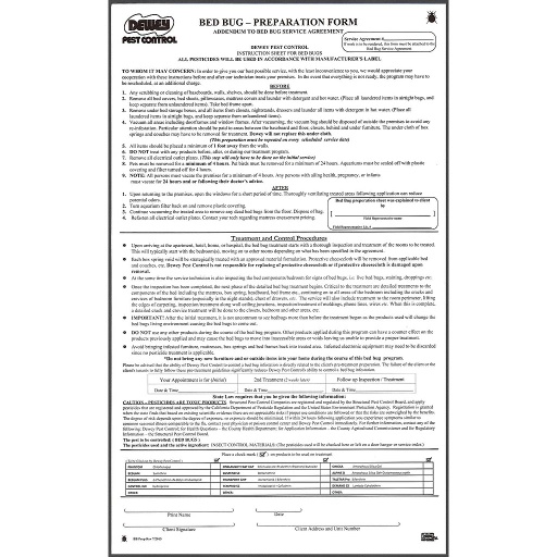 [P-20.5] Bed Bug Preparation Sheet    P-20.5