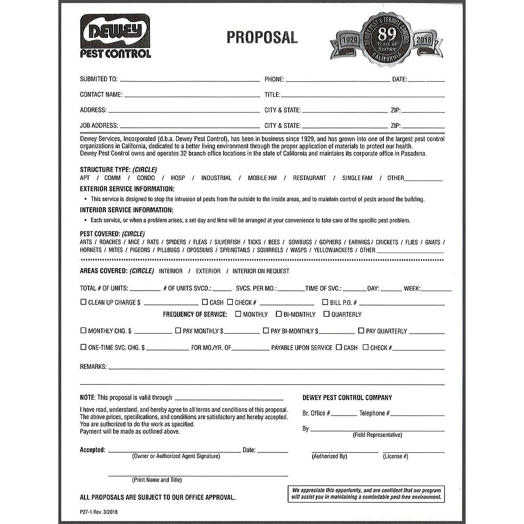 Proposal 2Part Sheet P27.1 Dewey Pest Control Internal Portal