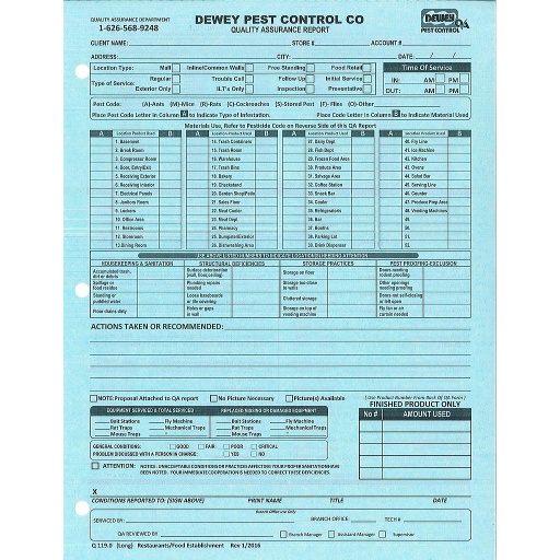 [Q-119.0B] Quality Assurance - Long Blue Q-119.0B (100 forms)